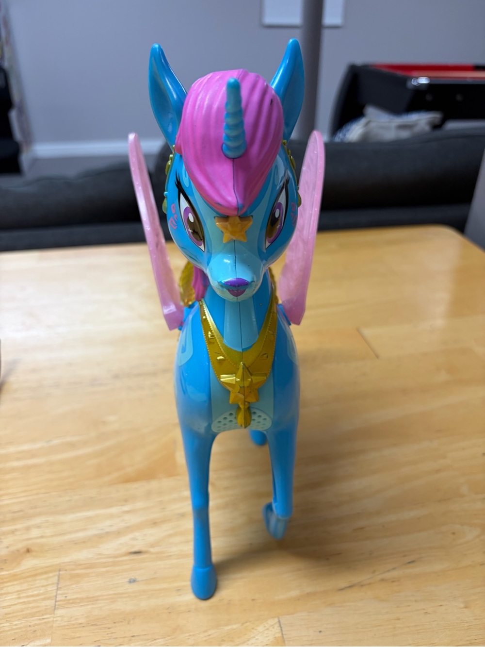 Nickelodeon Blue and Pink Unicorn Pegasus Figure with Gold Star Accents